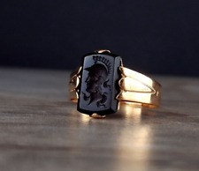 Ring Gold 585 Onyx Intaglio schwarz 19,0 mm - außergewöhnlich & stilvoll 