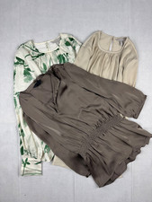 Satin Bluse 3er Set, braun