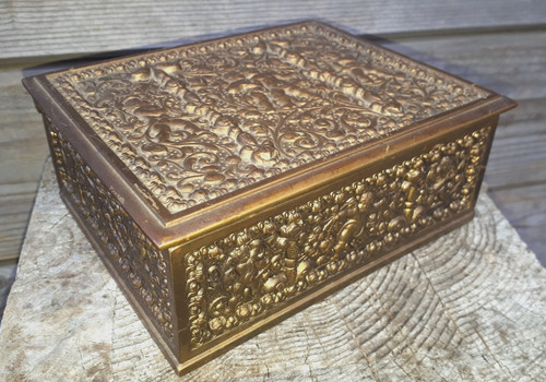 16cm antik messing schatulle