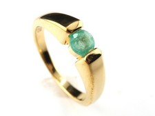 GJ69 * DESIGN EDELSTEIN RING (18) SMARAGD 0,4ct RUJND CLASSIC FACETT 925er SILBE