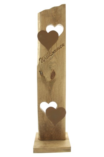 Holz dekosäule willkommen - holz,