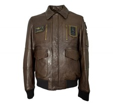 Aeronautica militare Jacke aus Leder Blinker Tricolor PN0846 Farbe Brown