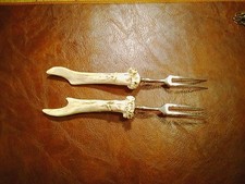 Jagdbesteck,2 Vorlegegabeln,,ca19,5cm , Hirschhorngriff hell mit Rose,Gut (78)