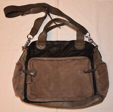 Liebeskind Handtasche Laptop Materialmix Leder, gewachste Baumwolle Grau-Braun