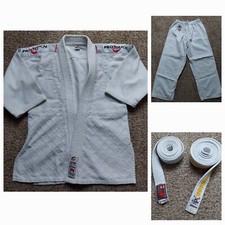 Teakwondo Gr. 140 Jacke weiß + Hose weiß + Gürtel weiß + Gürtel gelb, Pro Touch