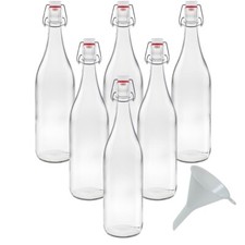 mikken 6 Glasflaschen 1 Liter Flasche mit  Bügelverschluß  Porzellan + Trichter