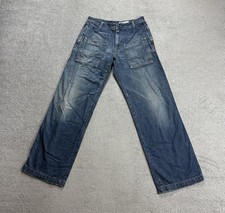 GAS Herren Jeans Hose W36 L34 Relaxed Baggy Carpenter Weit Bootcut 27405 Blau