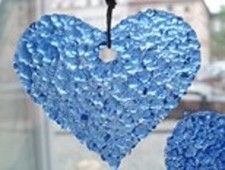 Herz Aus Glas Blau Fensterdeko