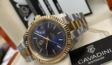 LEONARDO CAVADINI Herrenuhr massiv Edelstahl bi-color Zifferblatt blau CV-331JDD