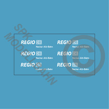 6x REGIO DB-Logo (Neckar Alb Bahn) für Wagen H0, TT, N Decals Epoche 5/6
