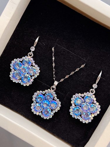 Luxus blumen schmuckset silber - schmuckset,