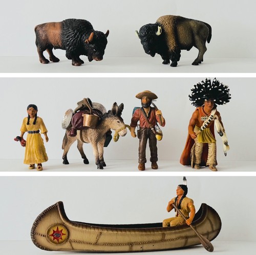 Schleich indianer kanu - indianer, bison