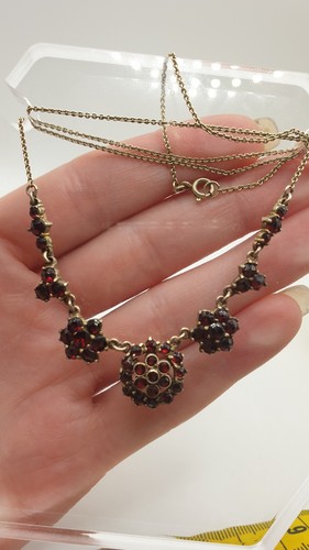 Kette collier granat blumen - kette,