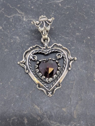 Vintage herz anhänger granat - herz,