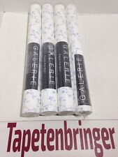 Vliestapete Grandeco 4x G12071 (4Rollen) Blättermuster Weiß Blau Restposten