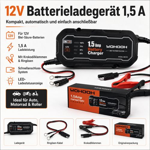 12v batterieladegerät - 12v, 1.5a