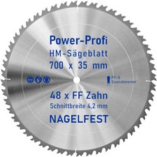 HM-Kreis-Sägeblatt 700 x 35 mm 48 Zahn FF nagelfest mit Spanabweiser Brennholz