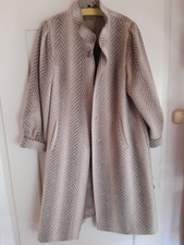 Mantel Damen, 42, Lama-Wolle, Fischgrätmuster