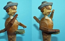 Alt Holz Zierkorken Trommler Wooden Mechanical ANRI Black Forest Bottle Stopper