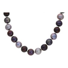 Perlenkette Schwarz/Grau Second Hand mit Gold Verschluss 333 25324557 getragen