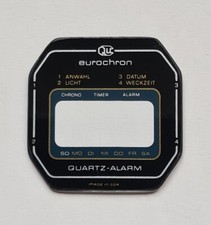 Glas Zifferblatt Ruhla /Eurochron Digital eckig Chrono, LCD Uhr Kal. 15-21 NEU