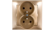 OSPEL IMPRESJA Doppelsteckdose mit Goldmetallic GP-2YZ/28 Wandsteckdosen