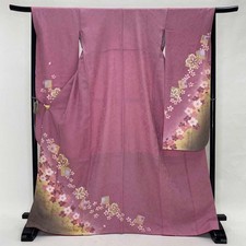 FURISODE Japanischer Kimono M Größe SEIDE Furisode Rosa B Rang 4053