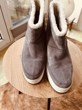 Prada Winter Boots 41 Wildleder Grau Mit Lammfellfutter
