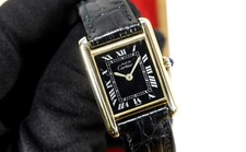 CARTIER 20 x 28 mm TANK Vermeil 925 Silber Handaufzug gold plated Pochette