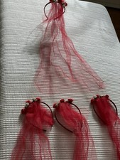 4 x Haarreifen mit Tüll rot für Henna-Abend (Kina Gecesi)