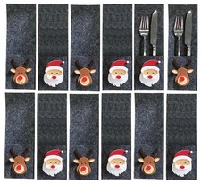 12 Bestecktaschen Filz Elch