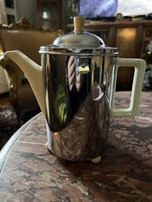 Alte Porzellan Isolierkanne Kaffeekanne Bauscher D.R.P. Metallmantel