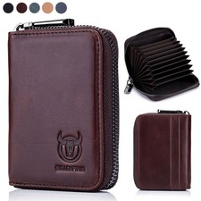 Herren Geldbörse Echt Leder RFID Reißverschluss Kreditkartenetui Portemonnaie