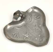 schöne Jugendstil Zinn Blatt Schale Seerose-blatt Henkelschale Kayser ? Orivit ?