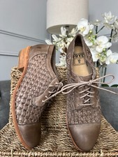 Frye Maggie hochhackige Oxford-Schuhe aus geflochtenem Leder Größe US 8 B UK 6