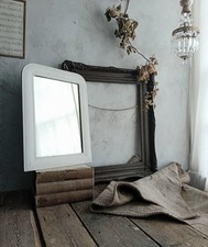 Antiker französischer Spiegel weiß lackiert Louis Philippe Stil Holzrahmen Fuchsplatte