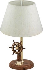 Lampe - Steuerstand Schirmlampe aus Holz/Messing 39 cm Sea-Club