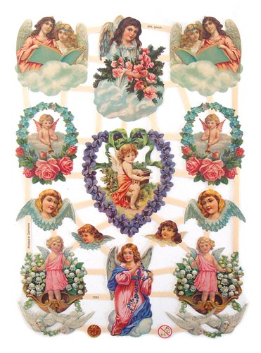 Glanzbilder engel mit blumen - engel,