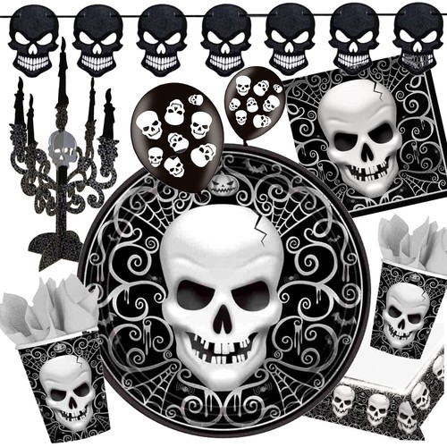 Totenkopf geschirr deko - -,