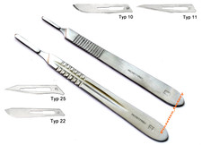 skalpellgriff nr. 3 oder 4 + 12 klingen nach wahl