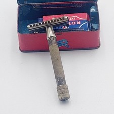 Rotbart Mond Extra Rasierer 1930er Mit Blechdose (Vintage Razor Rasierhobel)