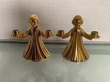2 x Vintage  Engel Metall Gold