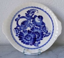 alter älterer Teller Kuchenteller Kuchenplatte blaue Blumen Delft Holland?