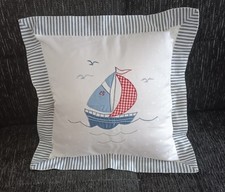 Kissenbezug Schiffsmotiv gestickt  Nordlichter Kissenhülle Deko Maritim