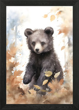 Schwarzbär Aquarell gerahmtes