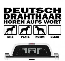 Deutsch Drahthaar DD Deutscher  hört aufs Wort Hunde Auto Aufkleber Autoaufklebe