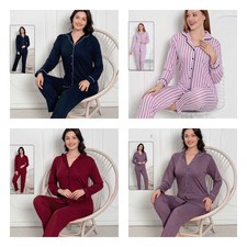 Damen Pyjama Schlafanzug Lang
