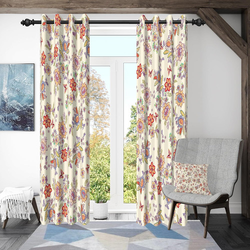 117x138cm blumen ösenvorhang - 117x138cm, blumen-Ösenvorhang