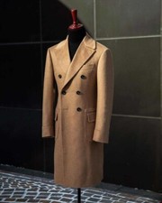 Herrenmantel Tweed-Stoff Beige