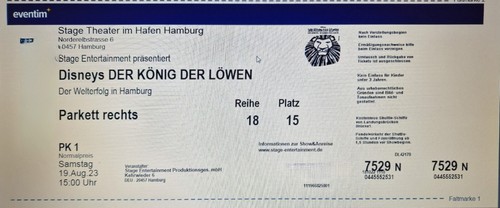 Eintrittskarten musical der - 2x,